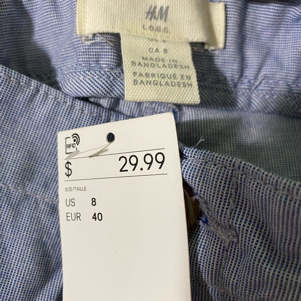 Blue and white small checkered pants